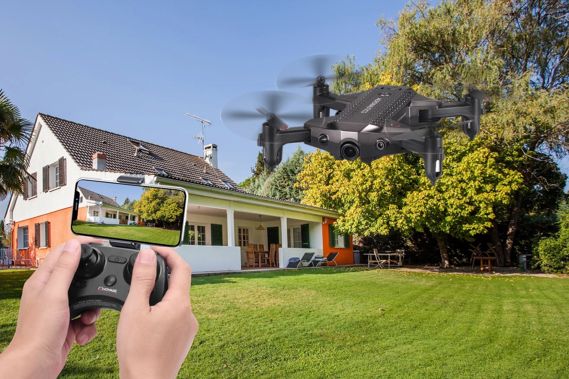 VA-1000 HD Streaming Drone with Wide-Angle Lens- Black Color - Size- 7 Inches