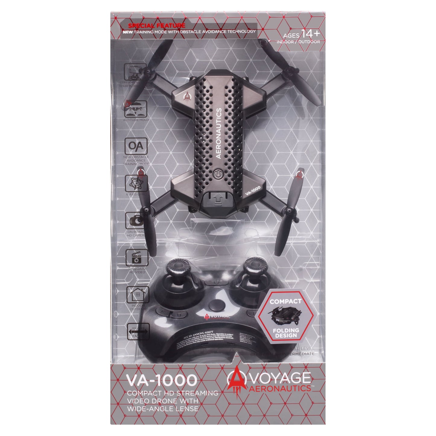 VA-1000 HD Streaming Drone with Wide-Angle Lens- Black Color - Size- 7 Inches