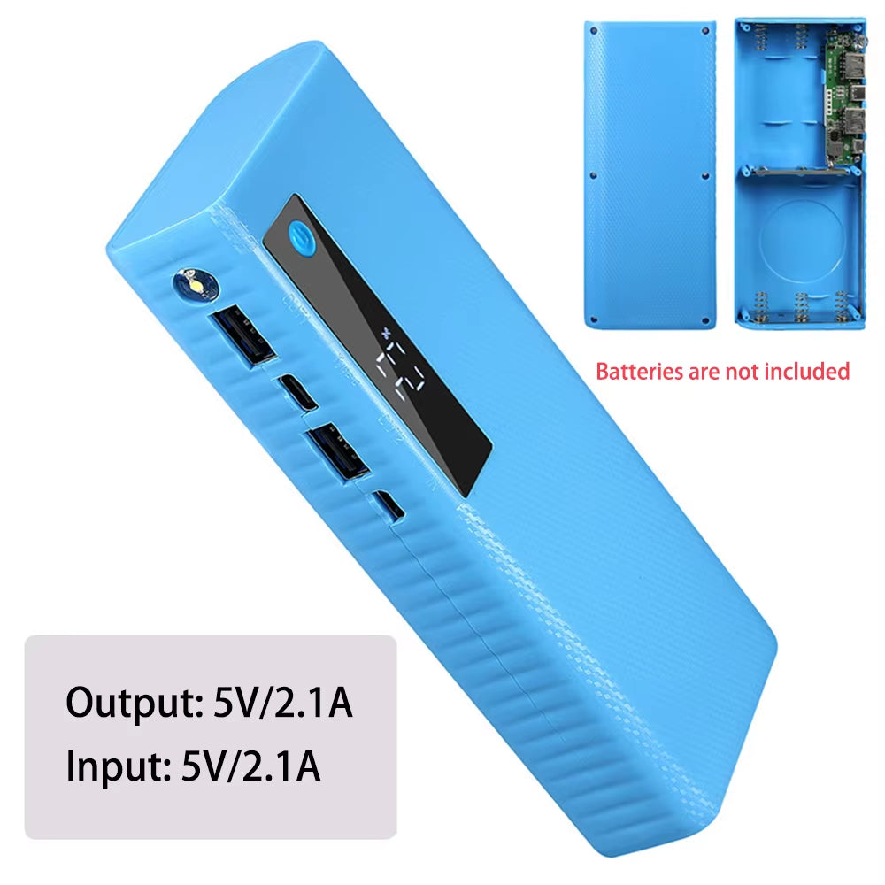 DIY Battery Power Bank Box 5 Slots 21700 Battery Power Box 5V/2.1A Dual Port Output Power Bank Portable Power