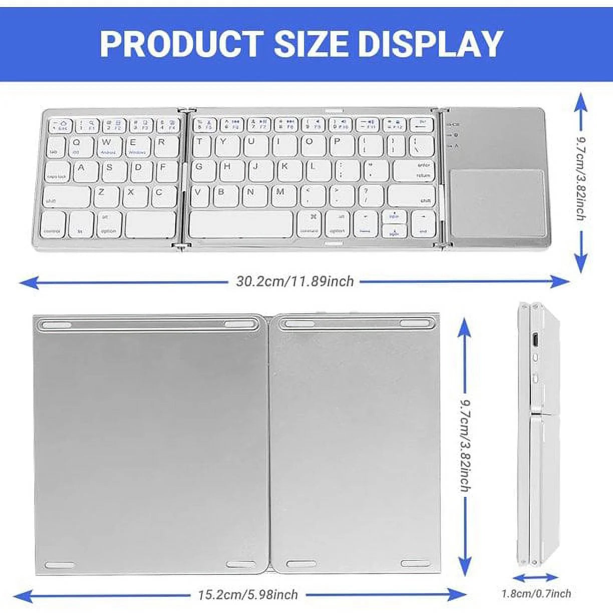 Portable Wireless Keyboard with Touchpad, Gray