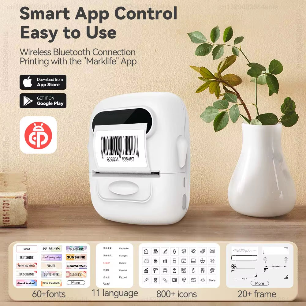 Portable Mini Printer P50 Thermal Adhesive Label Printer without Ink Bluetooth Sticker Printer Barcode Price Tag Label Maker